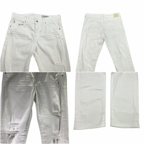Adriano Goldschmied Ex-Boyfriend Distressed Slouchy Denim Jeans Size 28R White - Picture 4 of 12
